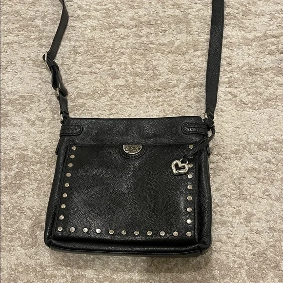 BRIGHTON PRETTY TOUGH BLACK STUDDED ROYCE SUPER ORGANIZERCROSSBODY HANDBAG